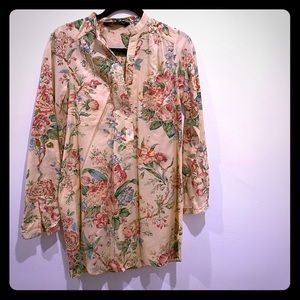 Zara floral tunic button top for women size xs
